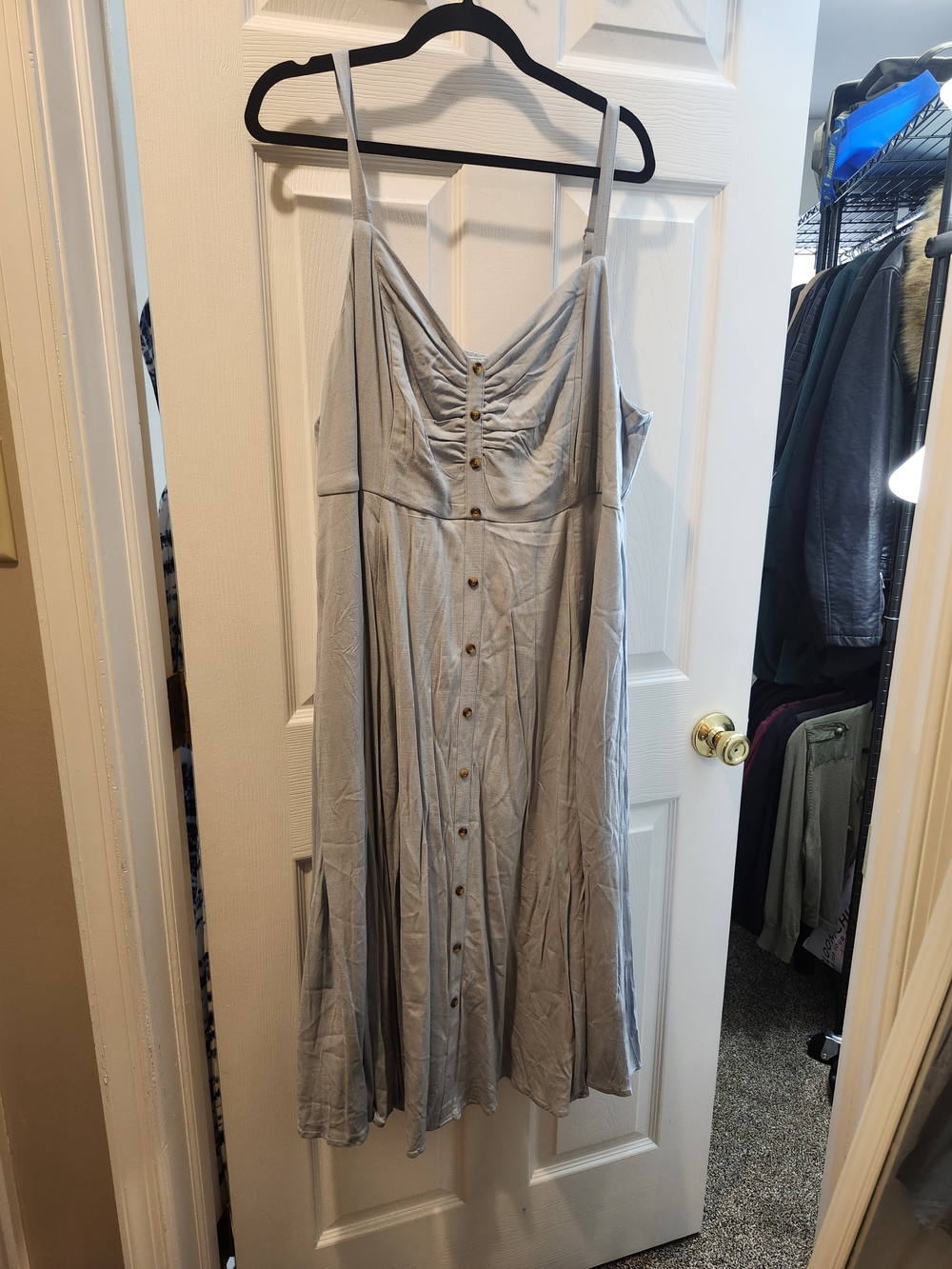 torrid Light Blue Button-Front Midi Dress with Spaghetti Straps: NWT, 3X